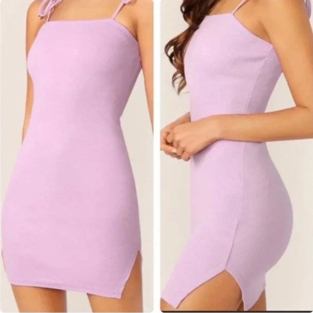 Knot shoulder and split side bodycon dress size medium